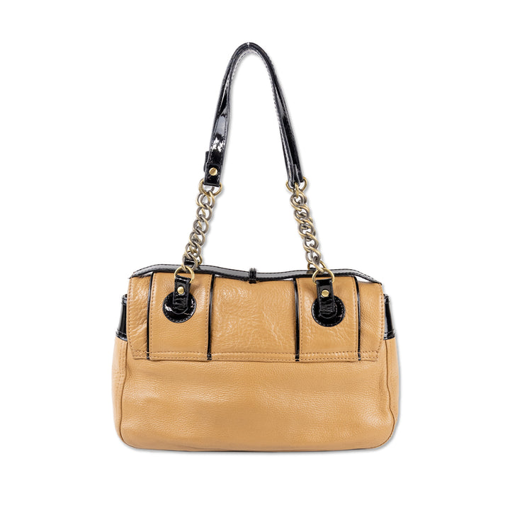 Fendi Tan and Black Patent Leather Vintage B Bag