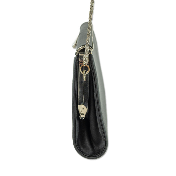 Franchi Black Silk Crystal Frame Clutch