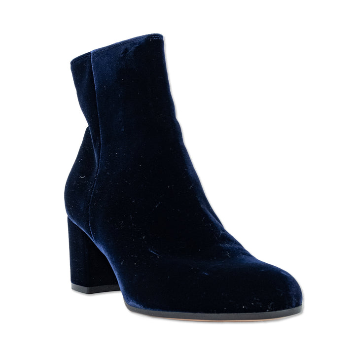 Gianvito Rossi Navy Velvet Ankle Boots