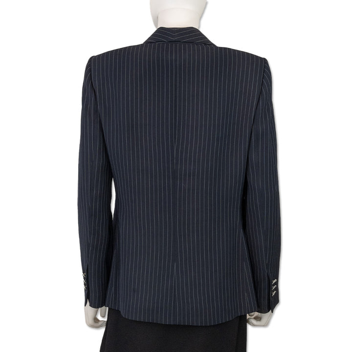 Giorgio Armani Navy Pinstripe Shawl Collar One-Button Blazer