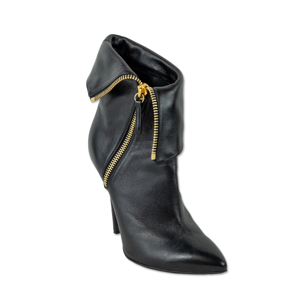 Giuseppe Zanotti Black Leather Fold Over Ankle Boots