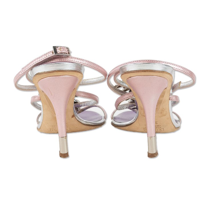 Giuseppe Zanotti Crystal Leaf Pink Metallic Strappy Sandals