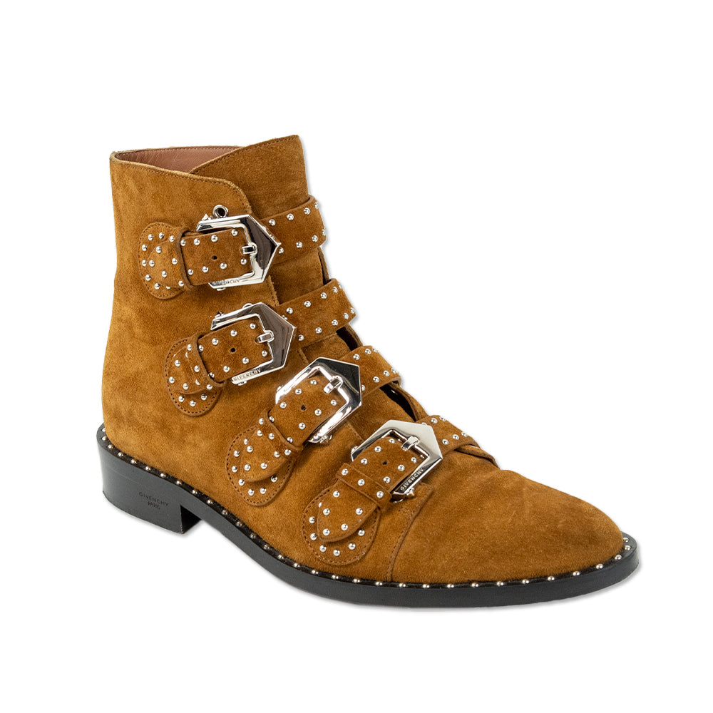 Givenchy Brown Suede Silver Studded Ankle Boots