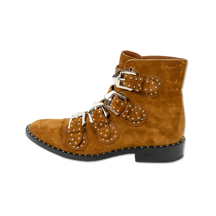 Givenchy Brown Suede Silver Studded Ankle Boots