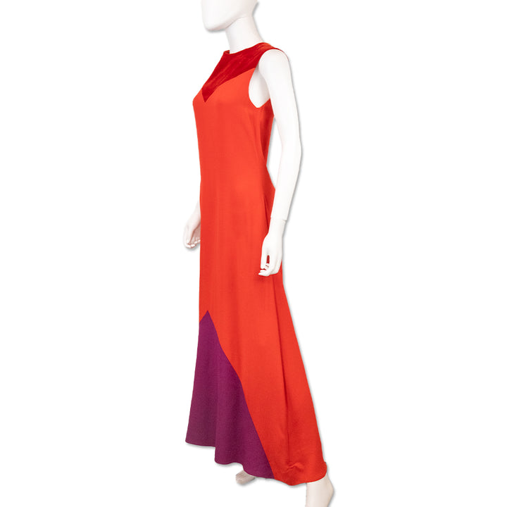 Givenchy Red Purple Color Block Sleeveless Maxi Dress