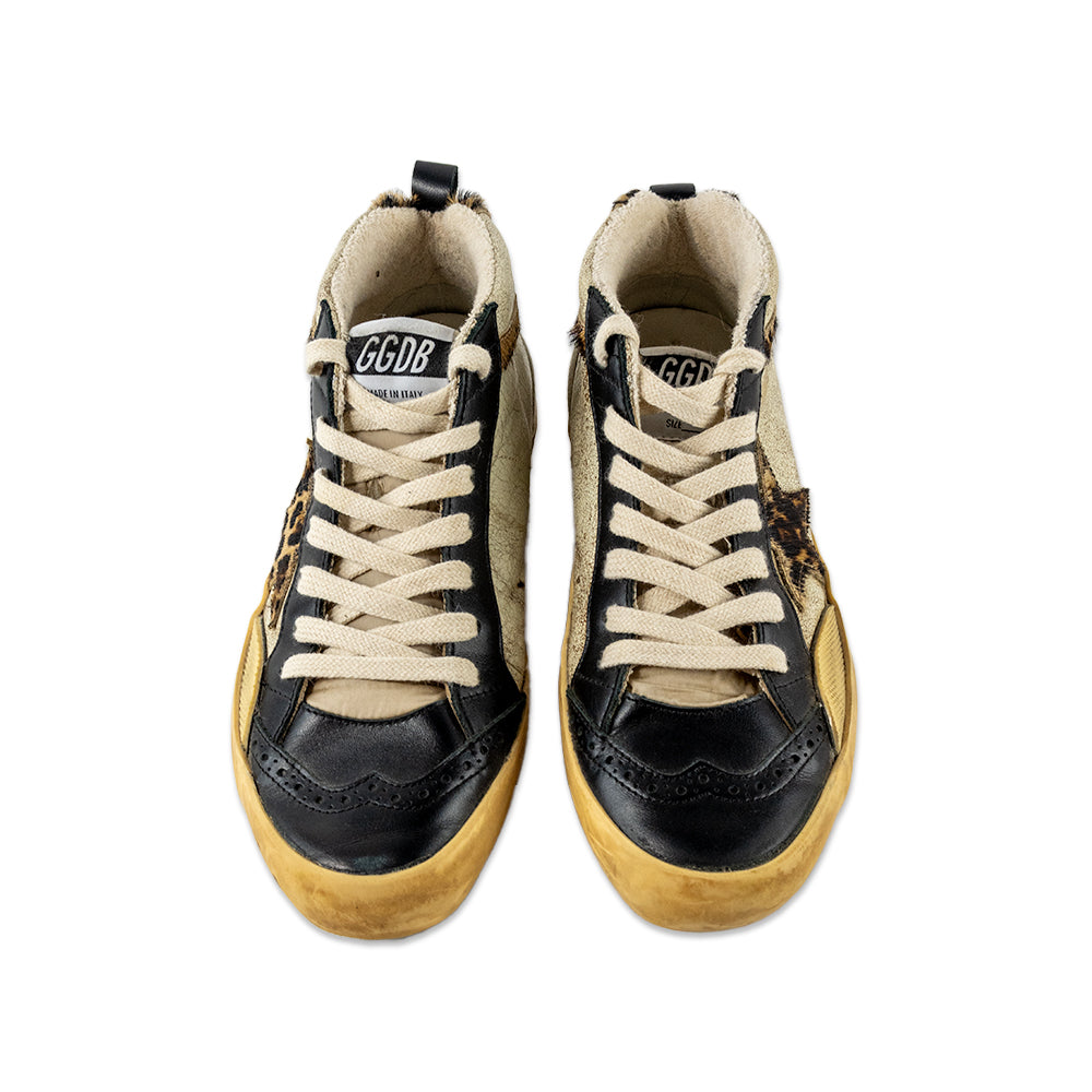 Golden Goose High Top Calf Hair and Leather Sneakers