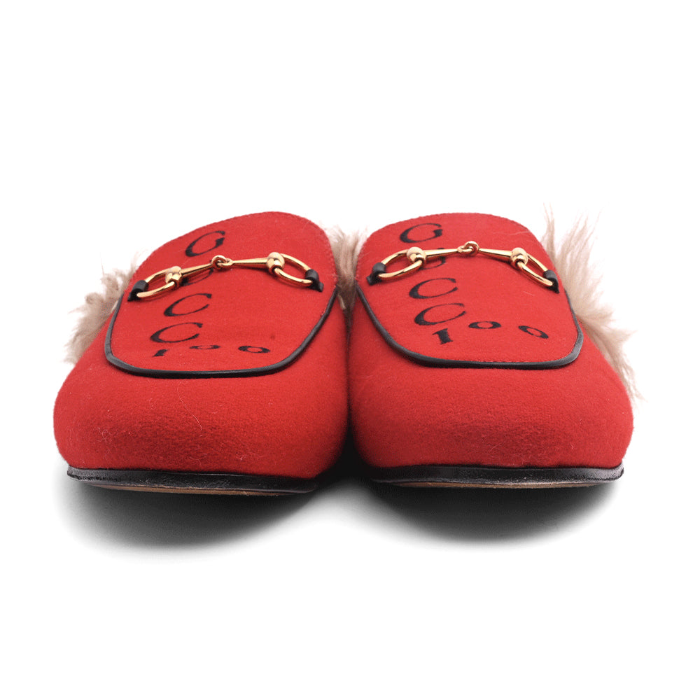 Gucci Aston Red Felt Gucci 100 Princetown Loafers