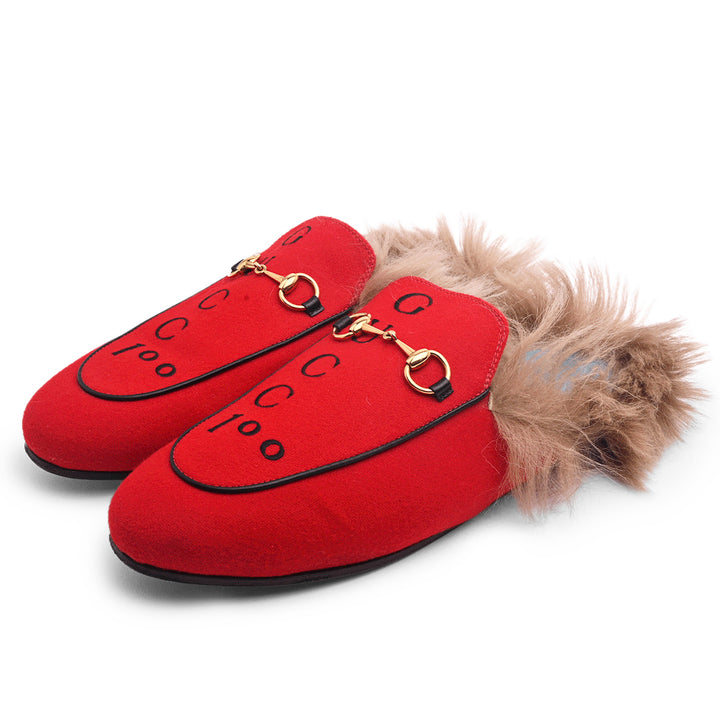 Gucci Aston Red Felt Gucci 100 Princetown Loafers