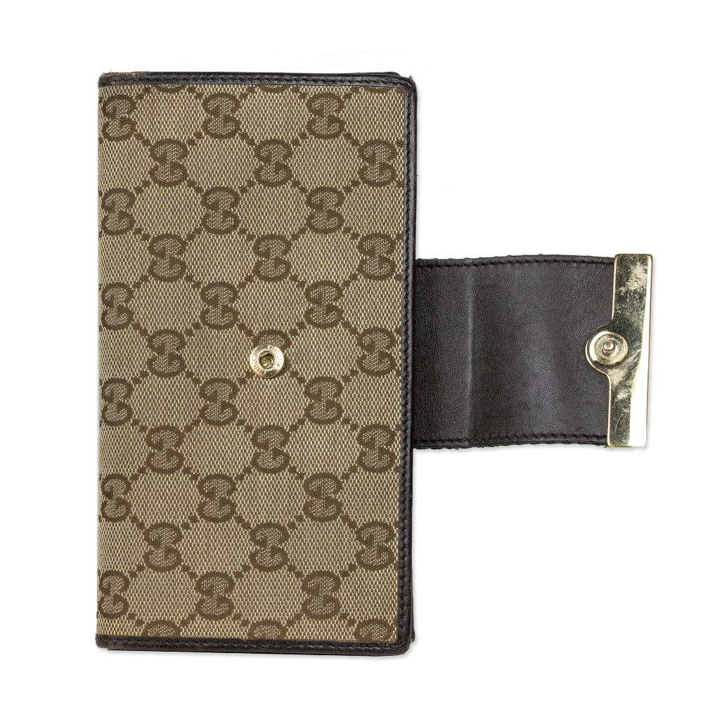 Gucci Beige/Ebony GG Canvas/Leather Supreme Web Continental Long Wallet