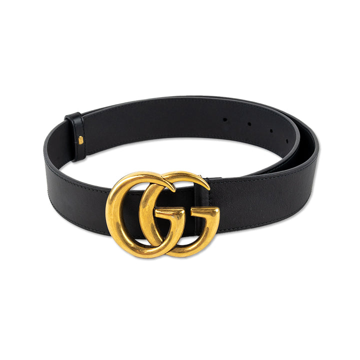 Gucci Black Leather Interlocking GG Belt