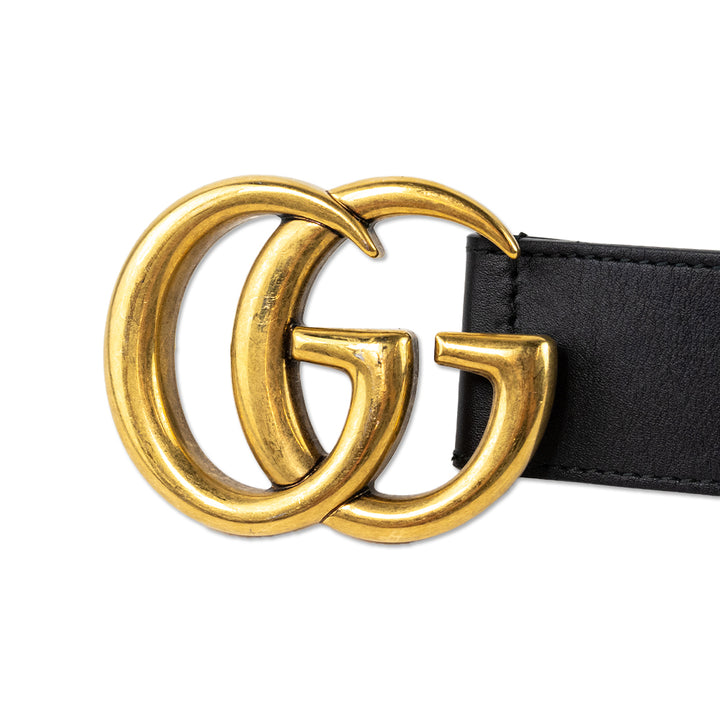 Gucci Black Leather Interlocking GG Belt