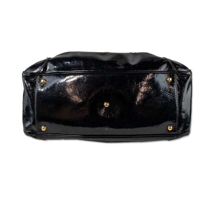 Gucci Black Patent Leather Wave Boston Bag