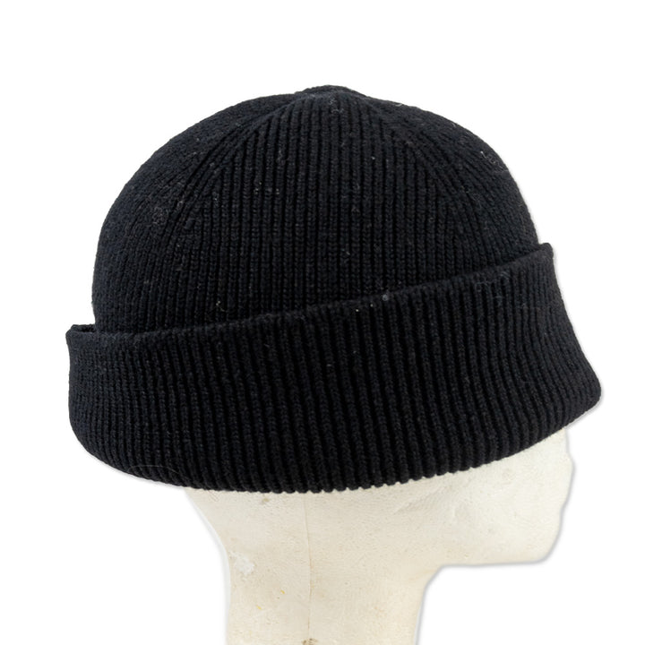 Gucci Black Ribbed Knit Logo Beanie