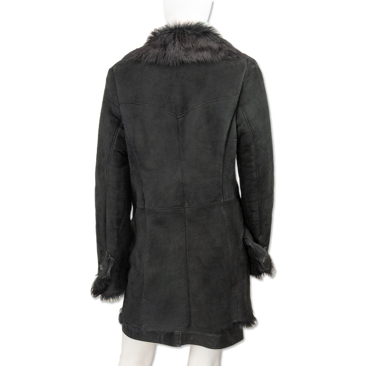 Gucci Black Suede Fur-Lined Coat