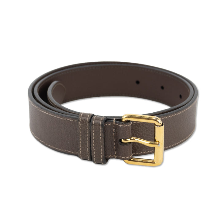 Gucci Brown Leather Square Buckle Belt