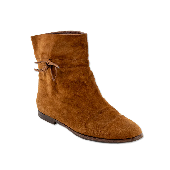 Gucci Brown Suede Flat Ankle Boots