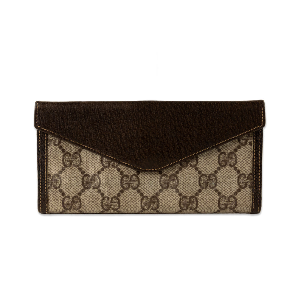 Gucci Coated Canvas and Leather Wallet with Gold Logo Clasp