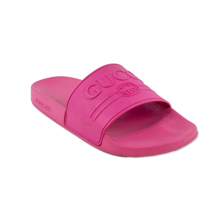 Gucci Interlocking G Logo Pink Rubber Slides