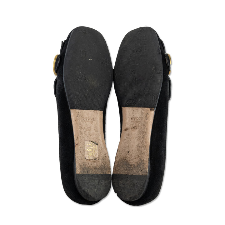 Gucci Kid Scamosciato GG Marmont Black Suede Fringe Loafers