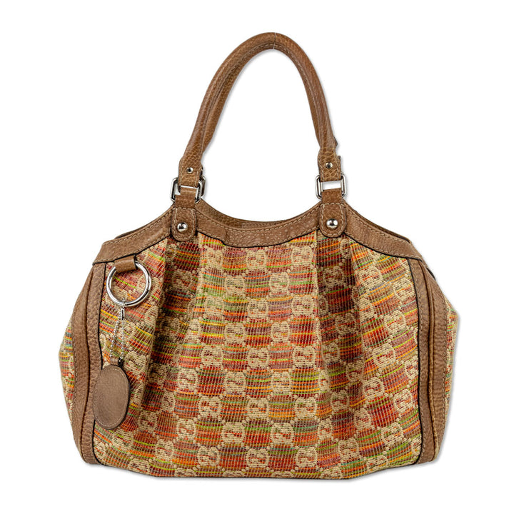 Gucci Multicolor Straw GG Libeccio Raffia Sukey Tote