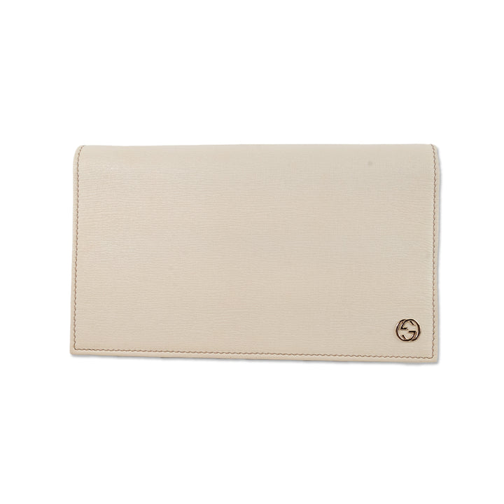 Gucci Off White Calf Leather Betty Wallet on a Pale Gold Chain