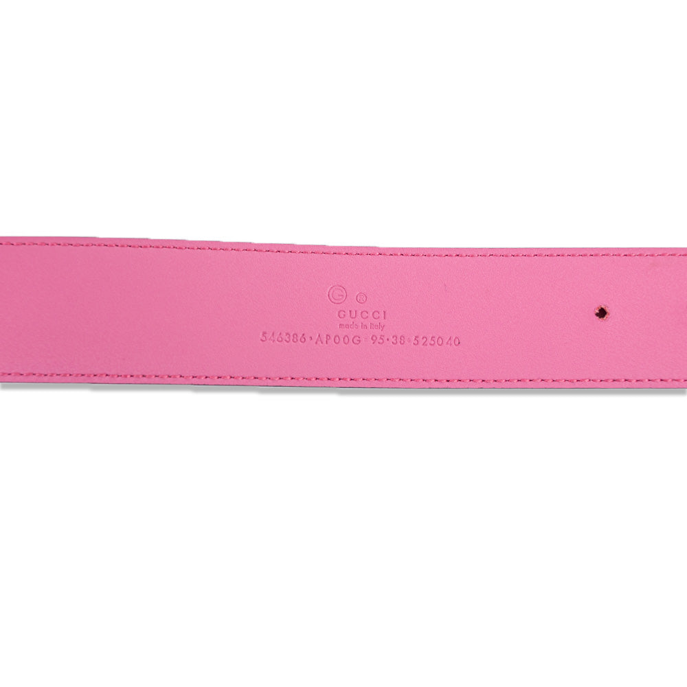 Gucci Pink Leather Gold Interlocking GG Buckle Belt