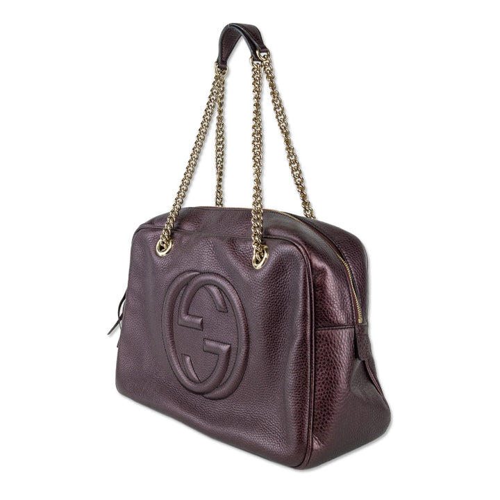 Gucci Plum Leather Soho Chain Medium Shoulder Bag