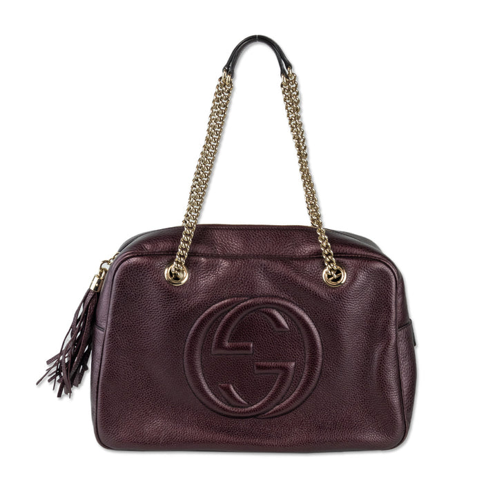 Gucci Plum Leather Soho Chain Medium Shoulder Bag