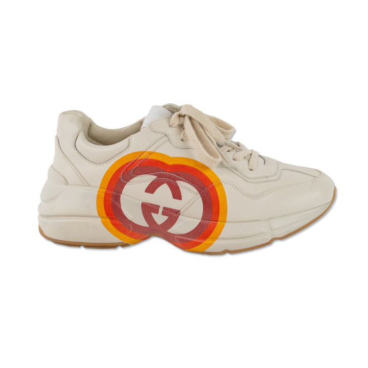 Gucci Rhyton Ivory Leather Interlocking GG Logo Printed Sneakers