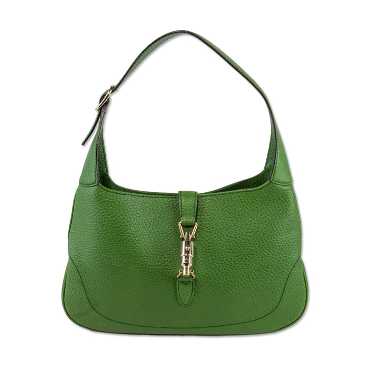 Gucci Vintage Green Pebbled Leather Jackie Medium Shoulder Bag