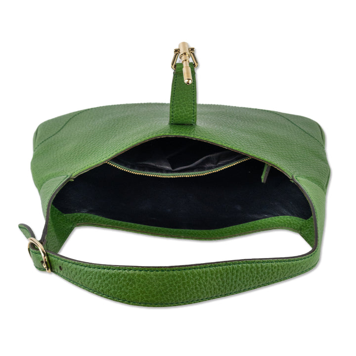 Gucci Vintage Green Pebbled Leather Jackie Medium Shoulder Bag