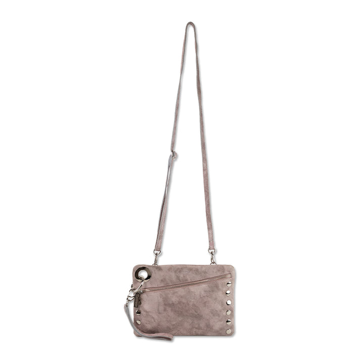 Hammitt Mauve/Brushed Silver Suede Crossbody Wristlet Bag