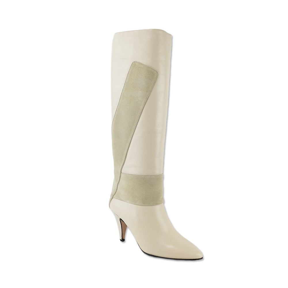 Hana Mackler Leather and Suede Mid Calf Boots