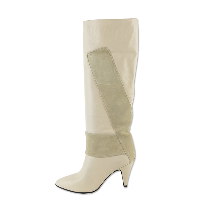 Hana Mackler Leather and Suede Mid Calf Boots