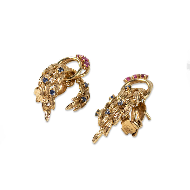 Henry Dankner 14k Leaf Motif Gold Earrings