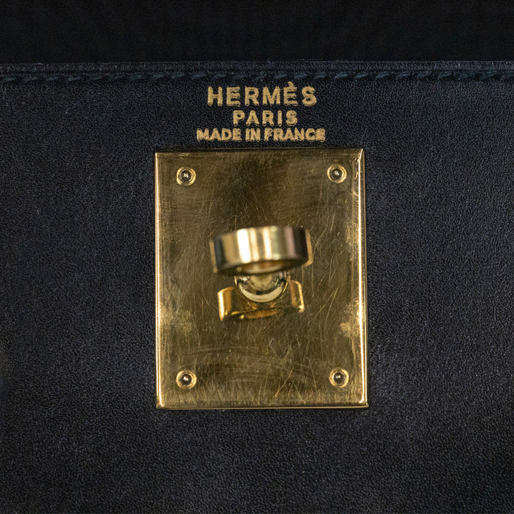 Hermès Black Box Calf Leather Retourne Kelly 28 Gold Hardware