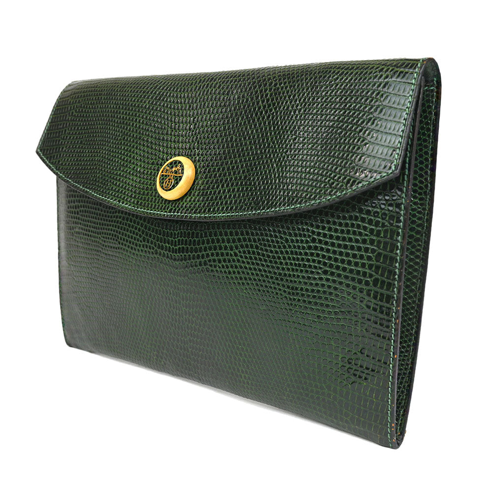 Hermès Green Lizard Rio Clutch