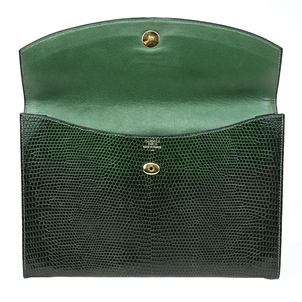 Hermès Green Lizard Rio Clutch