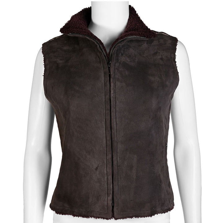 Hermès Vintage Ex-Libris Gray & Purple Shearling Vest