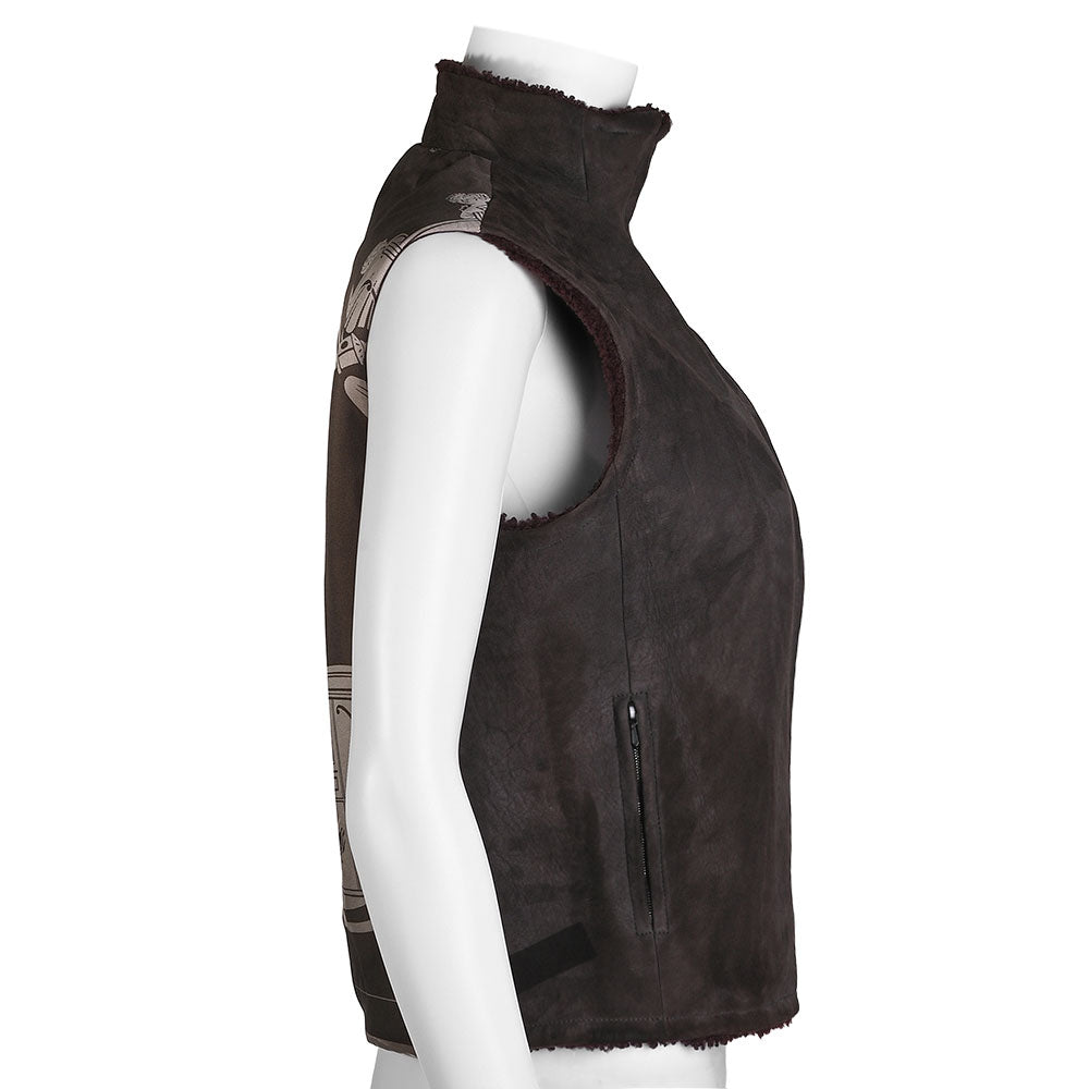 Hermès Vintage Ex-Libris Gray & Purple Shearling Vest