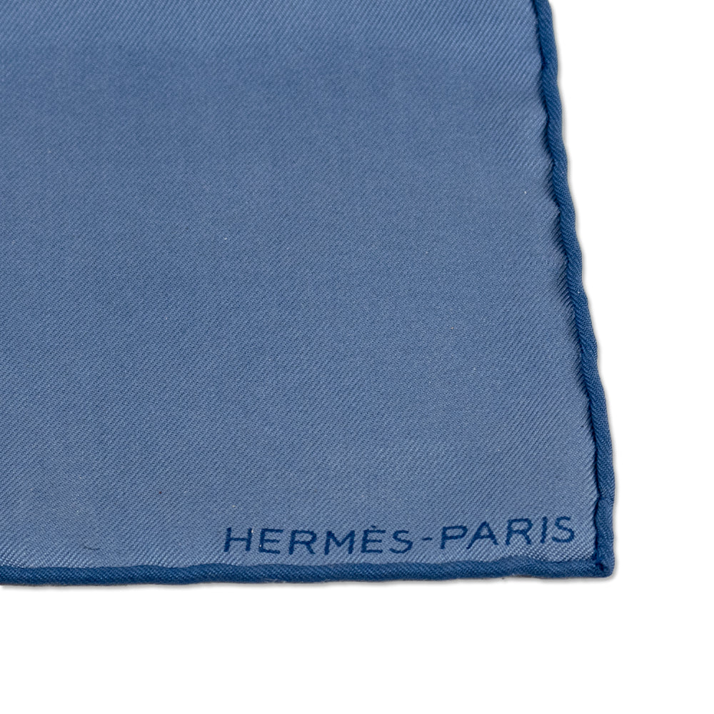 Hermès Blue Silk Pocket Square