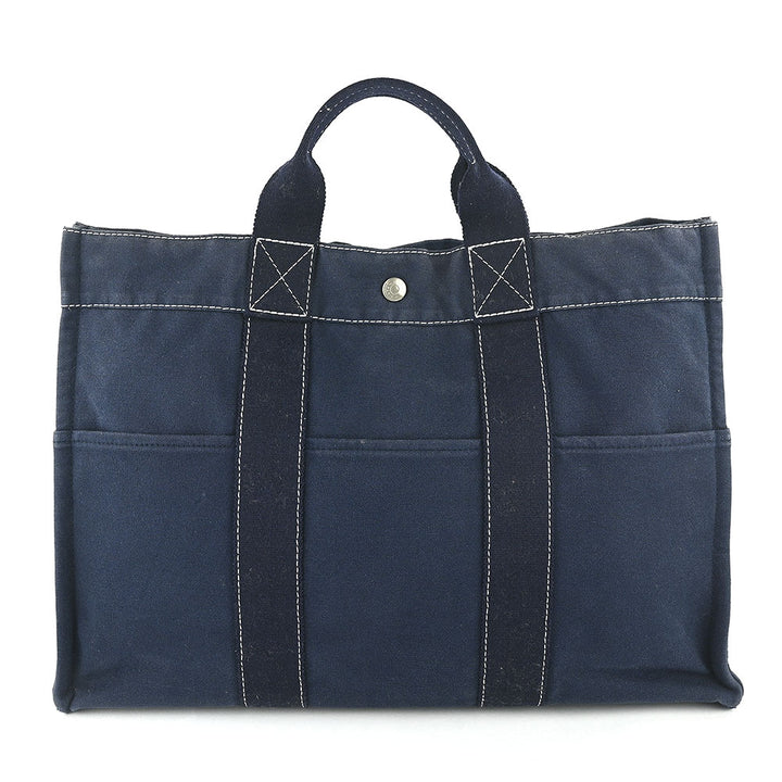 Hermès Vintage Toile Fourre-Tout MM Navy Canvas Tote Bag