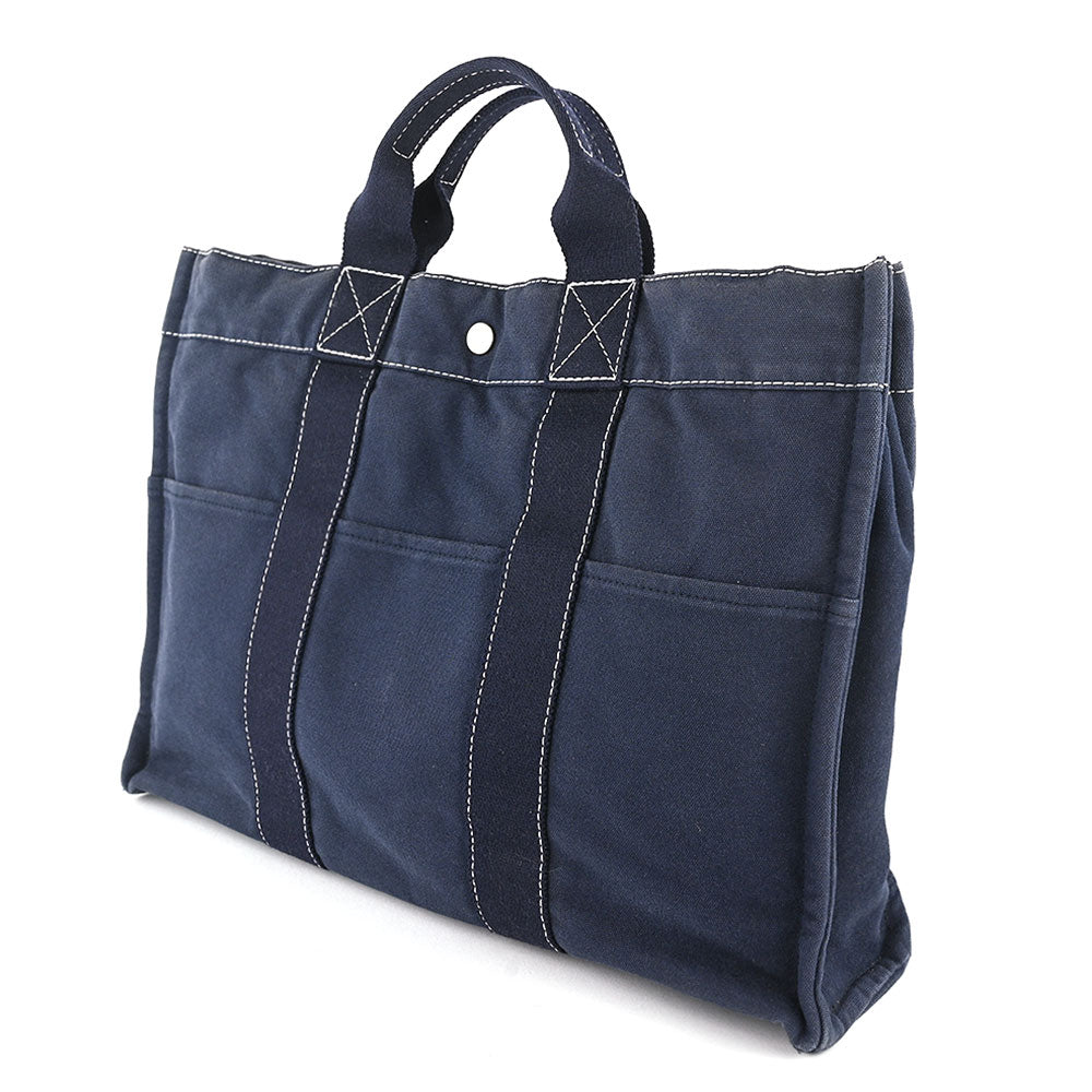 Hermès Vintage Toile Fourre-Tout MM Navy Canvas Tote Bag