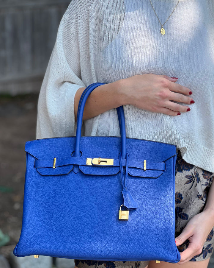 Hermès Blue Clemence Leather Birkin 35