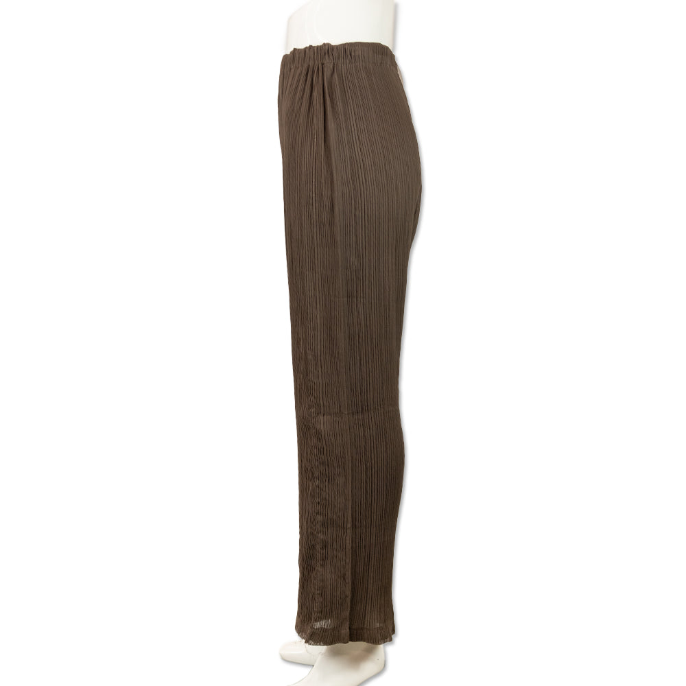 Issey Miyake Brown Pleated Mid Rise Pants