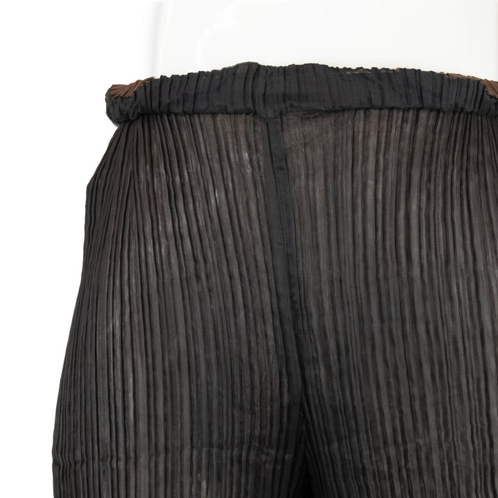 Issey Miyake Double Layered Brown and Black Pleated Mid Rise Pants