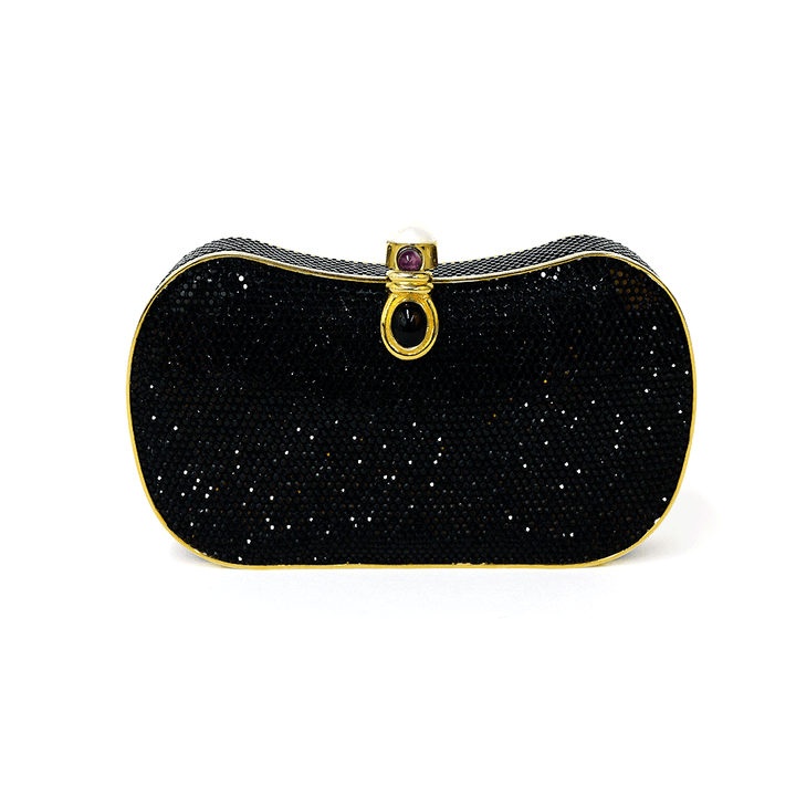 JUDITH LEIBER BLACK CRYSTAL EVENING BAG