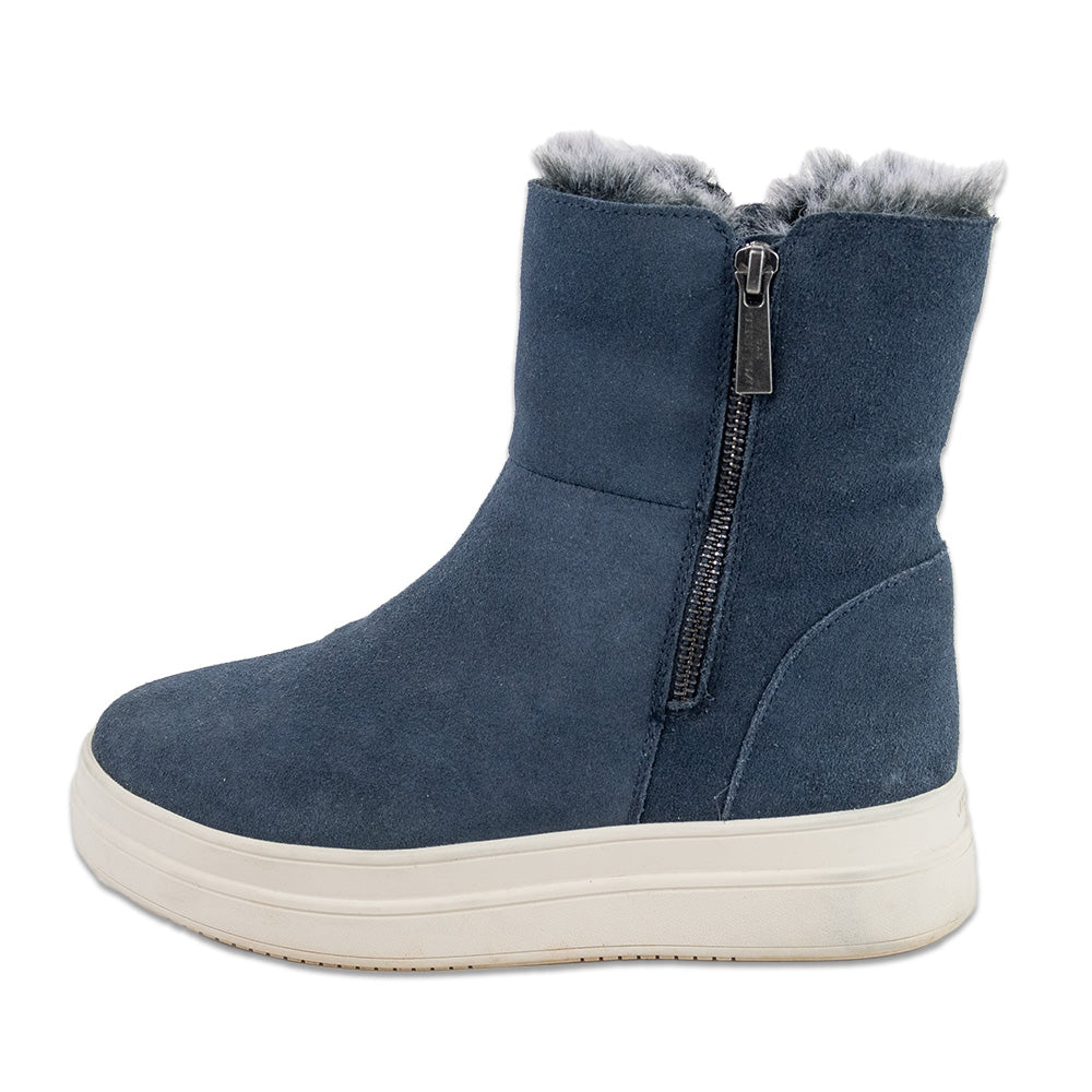 J/Slides Henley Navy Suede Faux Fur-Lined Platform Boots