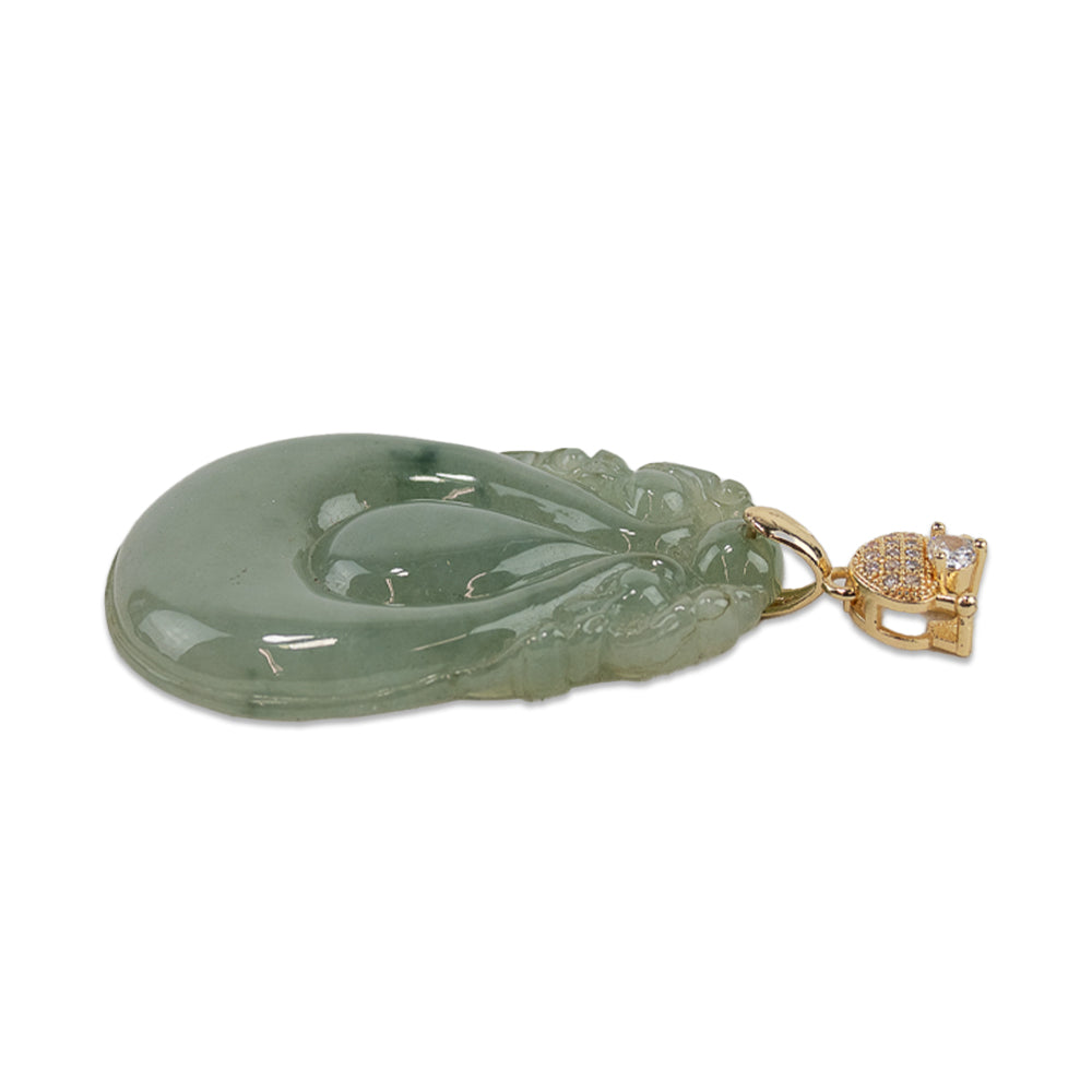 Jade Tear Drop Pendant With Crystals