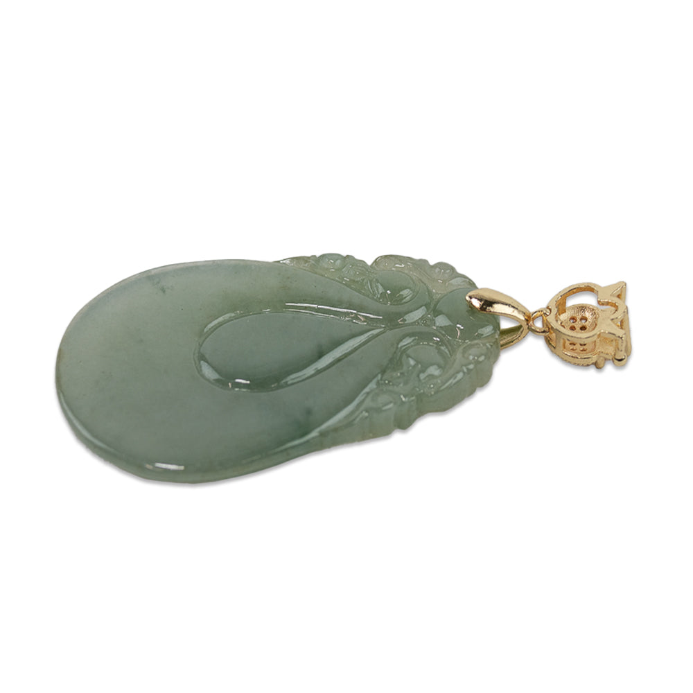 Jade Tear Drop Pendant With Crystals